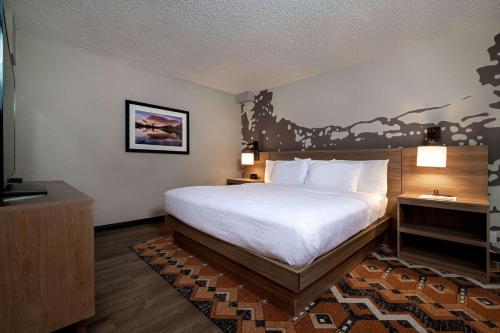 a hotel room with a large bed and a television at Holiday Inn Estes Park by IHG in Estes Park
