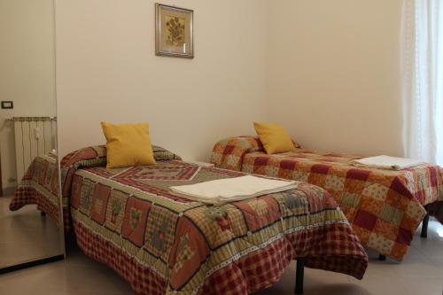 duas camas sentadas uma ao lado da outra num quarto em VI Floor Apartment em Roma