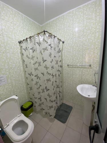 a bathroom with a toilet and a sink at Casa Ze & sonia in Portela