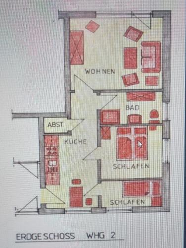 a drawing of a floor plan of a house at Whg Findling Goting Foehr in Nieblum