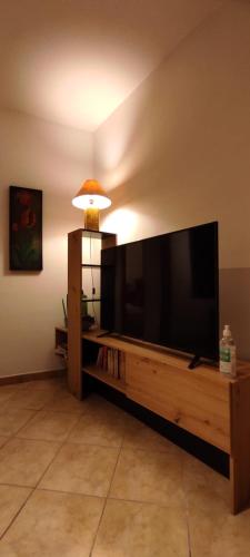 a living room with a large flat screen tv at B&B Dell'Artista in Olevano sul Tusciano