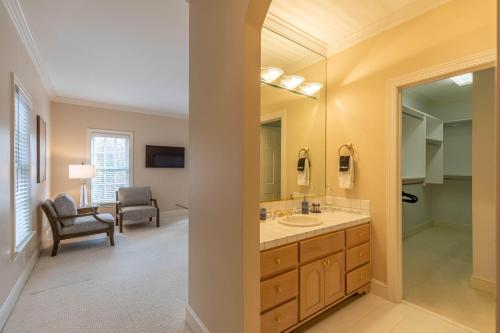 a bathroom with a sink and a mirror at Mountain Gem in Boone