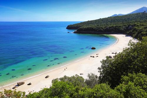 a beach with a group of people in the water at Lovers House in Setúbal