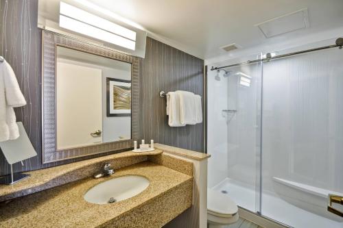 a bathroom with a sink and a shower at Courtyard Houston I-10 West/Energy Corridor in Houston