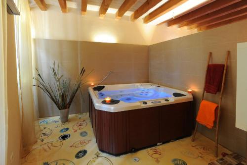 a bathroom with a bath tub in a room at Casa Romagnosi in Salsomaggiore Terme