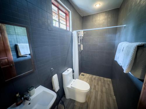 a bathroom with a white toilet and a sink at Alona Pawikan in Panglao Island