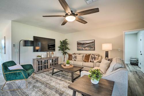 a living room with a couch and a ceiling fan at Golfers Haven! Gem with Patio and Grill in Sun City in Sun City