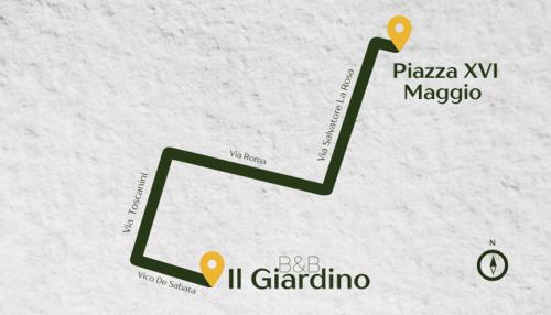 ノートにあるB & B Il Giardinoの緑矢印地図