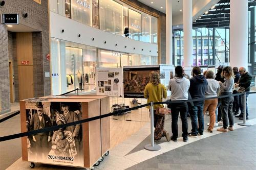a group of people looking at exhibits in a museum at tirou 3 centre - gare - aéroport in Charleroi