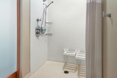 a bathroom with a shower and a toilet at SpringHill Suites by Marriott Atlanta Airport Gateway in Atlanta