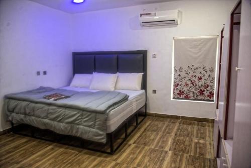 ein Schlafzimmer mit einem Bett in einem Zimmer mit einem Fenster in der Unterkunft TFP Lodge in Ibadan