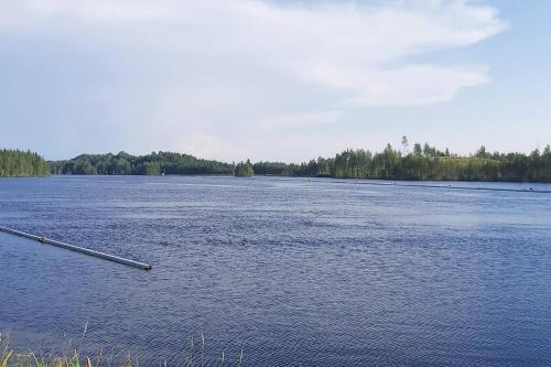 a pole in the middle of a large body of water at Villa Mäntysaari luonnonrauhaa kaupungin lähellä. in Kontiolahti