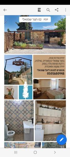 a collage of photos of different bathrooms and toilets at צימר חצר שמואלי - יחידת אירוח זוגית במושב אילניה in Ilaniya