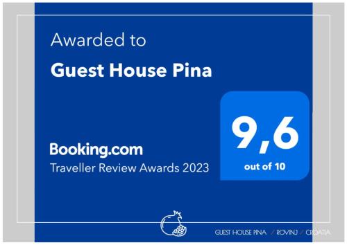 Sertifikat, penghargaan, tanda, atau dokumen yang dipajang di Guest House Pina