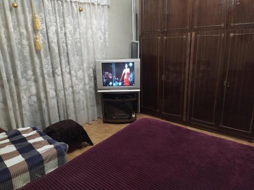 sala de estar con TV y cama en Двухкомнатные Апартаменты 'Проспект Центральный,30' и 'Гетьманська,74' en Krivói Rog