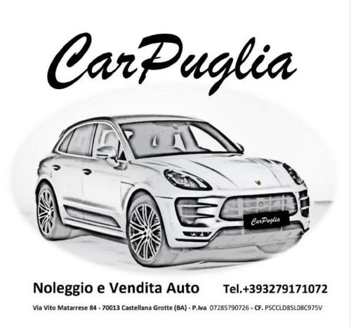 un anuncio para un poda de coche con un dibujo de un coche en Rifugio Delle Grotte, en Castellana Grotte