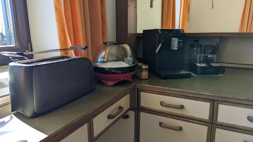 a kitchen counter with a toaster and a blender at Ursteirerhof - Familie Kerschbaumer in Palsdorf