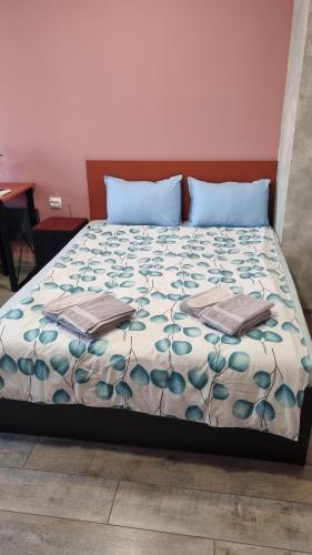 蒙塔納的住宿－Lux apartment，一张床上有两个枕头的房间