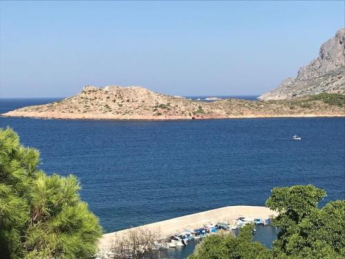 una isla en medio de un gran cuerpo de agua en Semini Villa en Kalymnos