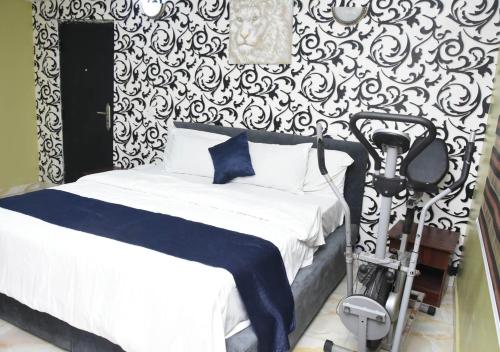 24-7 Electricity Agore Hotels and Suites Ltdにあるフィットネスセンターまたはフィットネス設備