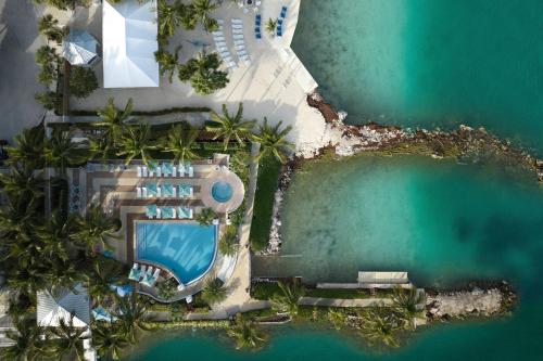 an aerial view of a resort with a swimming pool at Courtyard by Marriott Faro Blanco Resort in Marathon