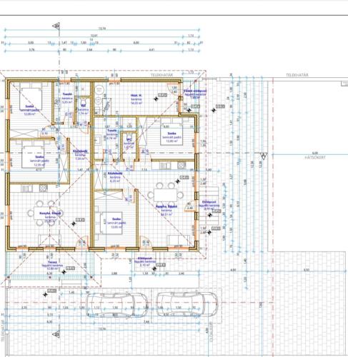 a plan of a building with blueprints at Tópart Apartmanok ***** Algyő in Algyő