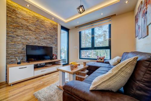 a living room with a couch and a tv at Apartman DanKa in Zlatibor