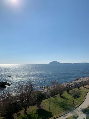 a view of a body of water with mountains in the background at Artis Mare in Pozzuoli
