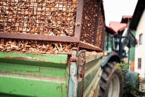 a close up of the side of a truck filled with wood at Hotel zur Post in Lam