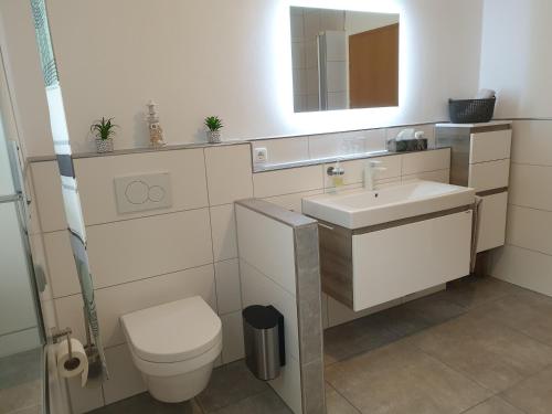 Ένα μπάνιο στο Ferienwohnung Schwendner