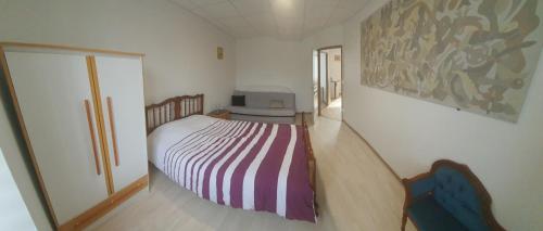 a bedroom with a bed and a tv in it at Cramiland - Super appart 5 pers centre ville in Montbéliard