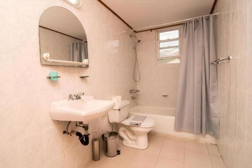 パレオコラにあるMediterranean Sea Down Floorのバスルーム(洗面台、トイレ、鏡付)