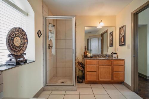 a bathroom with a shower and a sink at MVC - Unit 2507 in Pigeon Forge