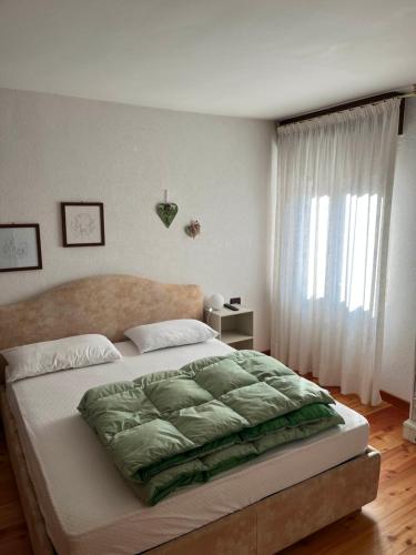 a bedroom with a large bed and a window at APPARTAMENTO FORTUNA GIANNA in Fiera di Primiero