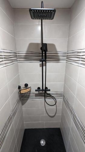 La salle de bains est pourvue d'une douche. dans l'établissement La Salabertie, à Bagnac