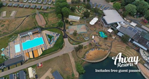 an overhead view of a park with a playground at Tattershall Lakes Country Park in Tattershall