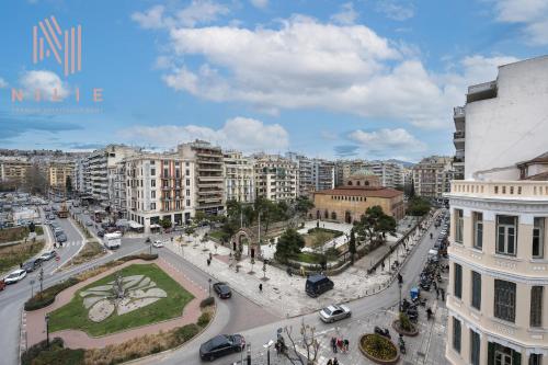 a view of a city with buildings and a street at Hermes Suites, Agia Sofia, Nilie Hospitality MGMT in Thessaloniki