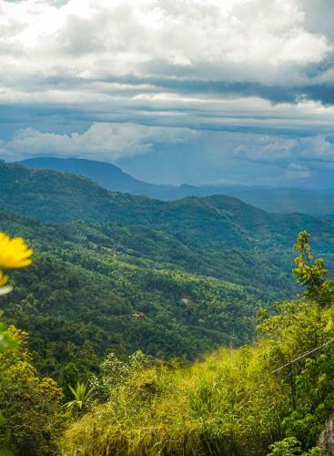 a view of a valley from a hill with mountains at Misty Hills Villa Kadugannawa in Kadugannawa