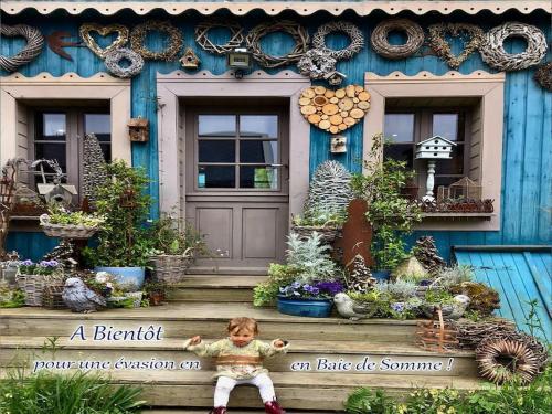 Vonkajšia záhrada v ubytovaní La Ferme Bleue, Havre de paix de la Baie de Somme