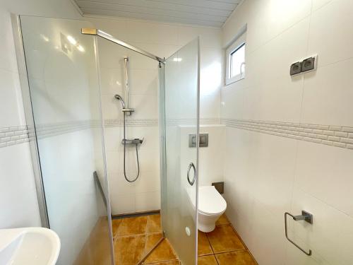 蘇沃尼加西的住宿－Ośrodek Wypoczynkowy Soszko，带淋浴和卫生间的浴室
