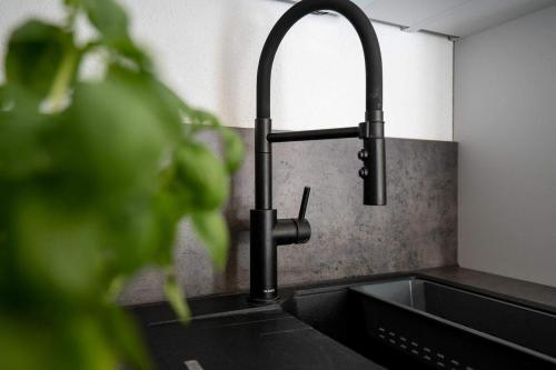 a kitchen sink with a faucet on top of it at FeWo Baltic Pelzerhaken in Pelzerhaken