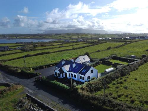 an aerial view of a house in the middle of a field at Ocean Heights B&B in Lissadell