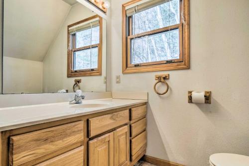 een badkamer met een wastafel en een spiegel bij Mountain-View Home Near Downtown Asheville! in Fletcher