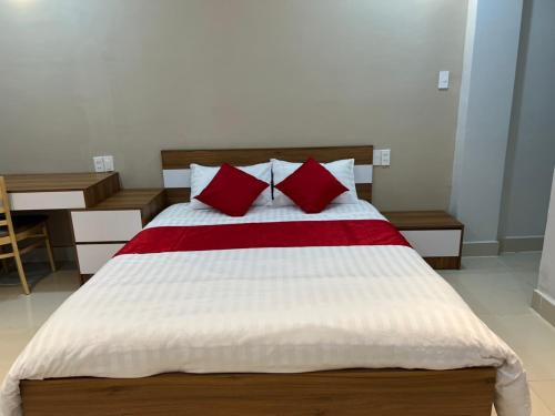 Katil atau katil-katil dalam bilik di Hạnh Trang Hotel
