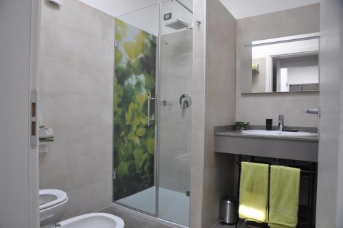a bathroom with a shower and a sink and a toilet at Ai Santi B&B in Dossobuono
