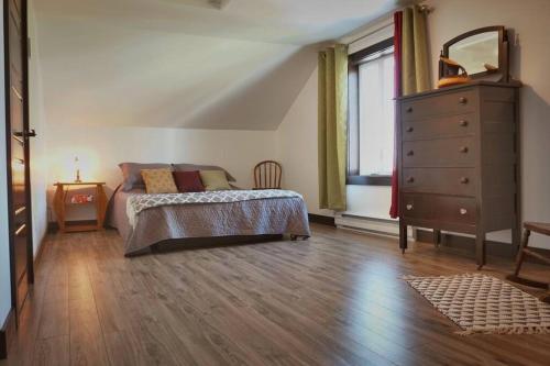 1 dormitorio con 1 cama y vestidor en La petite maison du voisin, en Mont-Carmel