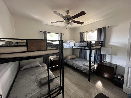 Двухъярусная кровать или двухъярусные кровати в номере Bekahouse Hostel with parking, backyard and laundry