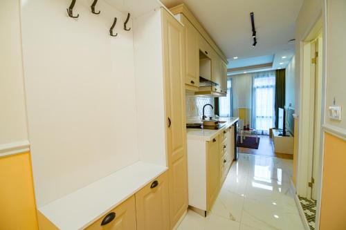 Kuchyň nebo kuchyňský kout v ubytování Cihangir VAV Suites
