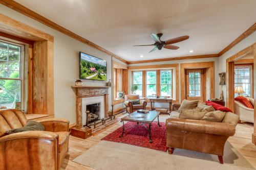 a living room filled with furniture and a fireplace at High Meadows Estate in Purcellville