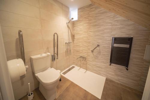 a bathroom with a toilet and a bath tub at APARTAMENTOS CASA ARADIÑA in Ríotorto